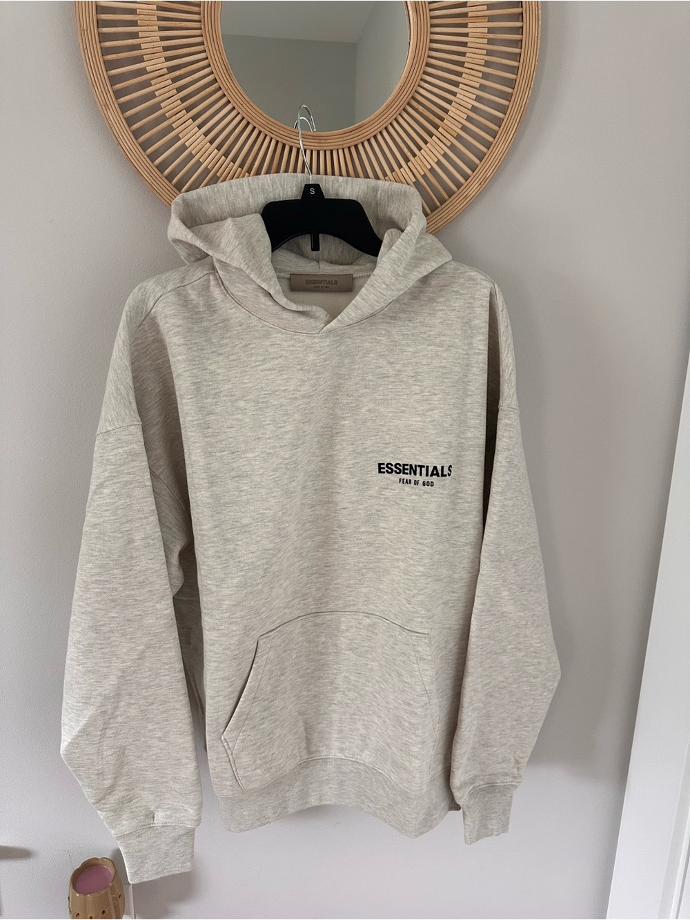 Essentials Unisex Heather Light Gray Oatmeal Pullover Hoodie